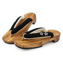 画像をギャラリービューアに読み込む, 下駄 レディース フリーサイズ 薄茶 台 黒 花 刺繍 鼻緒 麻の葉 浴衣 ゲタ げた レディース 夏着物 和装 右近