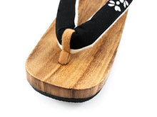 画像をギャラリービューアに読み込む, 下駄 レディース フリーサイズ 薄茶 台 黒 花 刺繍 鼻緒 麻の葉 浴衣 ゲタ げた レディース 夏着物 和装 右近