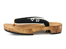 画像をギャラリービューアに読み込む, 下駄 レディース フリーサイズ 薄茶 台 黒 花 刺繍 鼻緒 麻の葉 浴衣 ゲタ げた レディース 夏着物 和装 右近