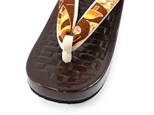 画像をギャラリービューアに読み込む, 下駄 レディース 濃い茶 網代柄 台 茶 リーフ 鼻緒 フリーサイズ 浴衣 ゲタ げた レディース 夏着物 和装 右近