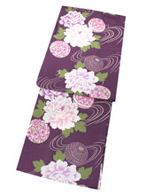 画像をギャラリービューアに読み込む, 浴衣 セット レディース 2点セット フリーサイズ 濃紫 牡丹 ゆかた 濃緑 ストライプ 帯 手毬 無地 半幅帯 女性 大人 浴衣セット 仕立て上がり プレタ 和装 和服 花火大会 夏祭り