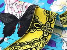 画像をギャラリービューアに読み込む, 半幅帯 WAKKA半幅帯 単品 ターコイズ 黒揚羽 半巾帯 黄色 アラベスク リバーシブル バラ 着物 帯 カジュアル レディース アレンジ 細帯 四寸 日本製 女性 和装 和服 あす楽
