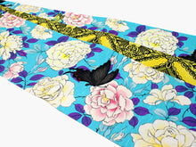 画像をギャラリービューアに読み込む, 半幅帯 WAKKA半幅帯 単品 ターコイズ 黒揚羽 半巾帯 黄色 アラベスク リバーシブル バラ 着物 帯 カジュアル レディース アレンジ 細帯 四寸 日本製 女性 和装 和服 あす楽