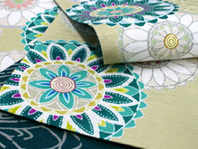 画像をギャラリービューアに読み込む, 半幅帯 WAKKA半幅帯 単品 薄黄緑 フラワーレース 半巾帯 深緑 花 リバーシブル 着物 帯 カジュアル レディース アレンジ 細帯 四寸 日本製 女性 和装 和服 あす楽