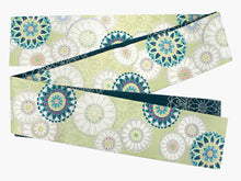 画像をギャラリービューアに読み込む, 半幅帯 WAKKA半幅帯 単品 薄黄緑 フラワーレース 半巾帯 深緑 花 リバーシブル 着物 帯 カジュアル レディース アレンジ 細帯 四寸 日本製 女性 和装 和服 あす楽