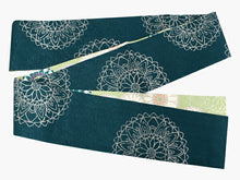 画像をギャラリービューアに読み込む, 半幅帯 WAKKA半幅帯 単品 薄黄緑 フラワーレース 半巾帯 深緑 花 リバーシブル 着物 帯 カジュアル レディース アレンジ 細帯 四寸 日本製 女性 和装 和服 あす楽