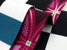 画像をギャラリービューアに読み込む, 半幅帯 WAKKA半幅帯 単品 白 市松 半巾帯 赤紫 華七宝 リバーシブル 黒 菊 服 着物 帯 カジュアル レディース アレンジ 細帯 四寸 日本製 女性 和装 和服 あす楽