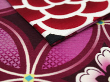 画像をギャラリービューアに読み込む, 半幅帯 WAKKA半幅帯 単品 白 市松 半巾帯 赤紫 華七宝 リバーシブル 黒 菊 服 着物 帯 カジュアル レディース アレンジ 細帯 四寸 日本製 女性 和装 和服 あす楽