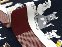 画像をギャラリービューアに読み込む, 半幅帯 WAKKA半幅帯 単品 濃紺 犬 半巾帯 白地 ワイングラス リバーシブル お酒 猫 メモリーグラス 服 着物 帯 カジュアル レディース アレンジ 細帯 四寸 日本製 女性 和装 和服 あす楽