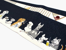 画像をギャラリービューアに読み込む, 半幅帯 WAKKA半幅帯 単品 濃紺 犬 半巾帯 白地 ワイングラス リバーシブル お酒 猫 メモリーグラス 服 着物 帯 カジュアル レディース アレンジ 細帯 四寸 日本製 女性 和装 和服 あす楽