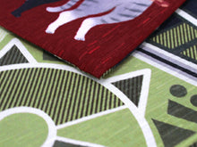 画像をギャラリービューアに読み込む, 半幅帯 WAKKA半幅帯 単品 濃赤 猫 半巾帯 緑 幾何学 リバーシブル 電車ごっこ 服 着物 帯 カジュアル レディース アレンジ 細帯 四寸 日本製 女性 和装 和服 あす楽