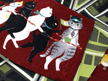 画像をギャラリービューアに読み込む, 半幅帯 WAKKA半幅帯 単品 濃赤 猫 半巾帯 緑 幾何学 リバーシブル 電車ごっこ 服 着物 帯 カジュアル レディース アレンジ 細帯 四寸 日本製 女性 和装 和服 あす楽