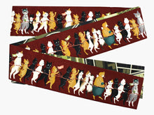 画像をギャラリービューアに読み込む, 半幅帯 WAKKA半幅帯 単品 濃赤 猫 半巾帯 緑 幾何学 リバーシブル 電車ごっこ 服 着物 帯 カジュアル レディース アレンジ 細帯 四寸 日本製 女性 和装 和服 あす楽