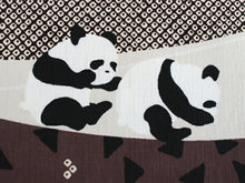 画像をギャラリービューアに読み込む, 半幅帯 WAKKA半幅帯 単品 ベージュ パンダ 半巾帯 茶色 風車 リバーシブル でんぐりパンダ 服 着物 帯 カジュアル レディース アレンジ 細帯 四寸 日本製 女性 和装 和服 あす楽