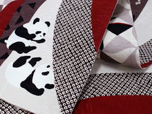 画像をギャラリービューアに読み込む, 半幅帯 WAKKA半幅帯 単品 ベージュ パンダ 半巾帯 茶色 風車 リバーシブル でんぐりパンダ 服 着物 帯 カジュアル レディース アレンジ 細帯 四寸 日本製 女性 和装 和服 あす楽