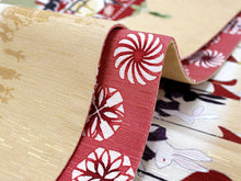 画像をギャラリービューアに読み込む, 半幅帯 WAKKA半幅帯 単品 ベージュ 兎 半巾帯 渋ピンク 花 リバーシブル 大兎祭 服 着物 帯 カジュアル レディース アレンジ 細帯 四寸 日本製 女性 和装 和服 あす楽