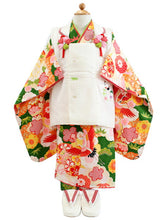 画像をギャラリービューアに読み込む, 七五三 正絹 着物 3歳 女の子 被布6点フルセット 緑 松竹梅 三ツ身着物 白 鶴 被布 鼓 菊 被布コート 長襦袢 重ね衿 髪飾り 巾着 草履 被布セット 三歳 753 祝着 ギフト