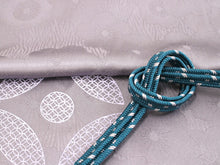 画像をギャラリービューアに読み込む, 洗える着物 コーディネートセット 袷 Mサイズ 緑青 格子 きもの オフホワイト 花唐草 名古屋帯 渋紫 正絹帯揚げ帯締め 4点セット 小紋 レディース 女性 プレタ 和装 和服