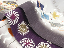 画像をギャラリービューアに読み込む, 半幅帯 WAKKA半幅帯 単品 グレー 兎 半巾帯 紫 花 リバーシブル 大兎祭 服 着物 帯 カジュアル レディース アレンジ 細帯 四寸 日本製 女性 和装 和服 あす楽