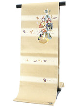 画像をギャラリービューアに読み込む, 京袋帯 WAKKA帯 単品 ベージュ 七福うさぎ 帯 正絹 鹿の子柄 兎 梅 宝尽くし 着物 カジュアル レディース 女性 和装 和服 日本製 あす楽