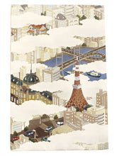 画像をギャラリービューアに読み込む, 京袋帯 WAKKA帯 単品 ベージュ 東京タワー 帯 正絹 スカイツリー 富士山 着物 カジュアル レディース 女性 和装 和服 日本製 あす楽