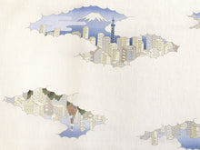 画像をギャラリービューアに読み込む, 京袋帯 WAKKA帯 単品 ベージュ 東京タワー 帯 正絹 スカイツリー 富士山 着物 カジュアル レディース 女性 和装 和服 日本製 あす楽