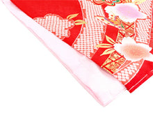 画像をギャラリービューアに読み込む, 七五三 着物 7歳 赤 桜 四つ身 女の子 ピンク 蝶 熨斗 古典 長襦袢セット 子供 和装 和服 きもの 753 購入 新品