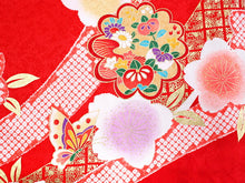 画像をギャラリービューアに読み込む, 七五三 着物 7歳 赤 桜 四つ身 女の子 ピンク 蝶 熨斗 古典 長襦袢セット 子供 和装 和服 きもの 753 購入 新品