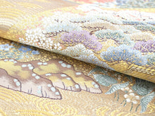 画像をギャラリービューアに読み込む, 袋帯 フォーマル 六通 ゴールド 風景 礼装用 帯 長嶋成織物 山 建物 流水 草花 四季 仕立て上がり 留袖 色留袖 訪問着 新品 未使用 日本製 レディース 女性 着物 結婚式 パーティー 園遊会 式典 和装 和服 正絹 送料無料 卒業式 入学式