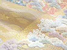 画像をギャラリービューアに読み込む, 袋帯 フォーマル 六通 ゴールド 風景 礼装用 帯 長嶋成織物 山 建物 流水 草花 四季 仕立て上がり 留袖 色留袖 訪問着 新品 未使用 日本製 レディース 女性 着物 結婚式 パーティー 園遊会 式典 和装 和服 正絹 送料無料 卒業式 入学式