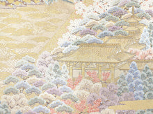 画像をギャラリービューアに読み込む, 袋帯 フォーマル 六通 ゴールド 風景 礼装用 帯 長嶋成織物 山 建物 流水 草花 四季 仕立て上がり 留袖 色留袖 訪問着 新品 未使用 日本製 レディース 女性 着物 結婚式 パーティー 園遊会 式典 和装 和服 正絹 送料無料 卒業式 入学式