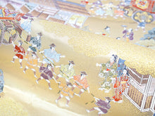 画像をギャラリービューアに読み込む, 袋帯 フォーマル 六通 ゴールド 祇園祭 礼装用 帯 長嶋成織物 鉾 街並み 町人 仕立て上がり 留袖 色留袖 訪問着 新品 未使用 日本製 レディース 女性 着物 結婚式 パーティー 園遊会 式典 和装 和服 正絹 送料無料