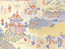 画像をギャラリービューアに読み込む, 袋帯 フォーマル 六通 ゴールド 祇園祭 礼装用 帯 長嶋成織物 鉾 街並み 町人 仕立て上がり 留袖 色留袖 訪問着 新品 未使用 日本製 レディース 女性 着物 結婚式 パーティー 園遊会 式典 和装 和服 正絹 送料無料