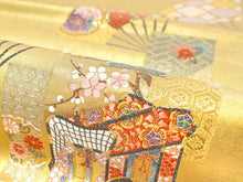 画像をギャラリービューアに読み込む, 袋帯 フォーマル 六通 ゴールド 御所車 礼装用 帯 長嶋成織物 扇 松 菊 鳳凰 花 仕立て上がり 留袖 色留袖 訪問着 新品 未使用 日本製 レディース 女性 着物 結婚式 パーティー 園遊会 式典 和装 和服 正絹 送料無料 卒業式 入学式