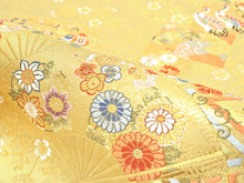 画像をギャラリービューアに読み込む, 袋帯 フォーマル 六通 ゴールド 鶴 礼装用 帯 長嶋成織物 扇 松 菊 花 宝尽くし 仕立て上がり 留袖 色留袖 訪問着 新品 未使用 日本製 レディース 女性 着物 結婚式 パーティー 園遊会 式典 和装 和服 正絹 送料無料