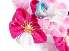 画像をギャラリービューアに読み込む, 七五三 髪飾り 2点セット ちりめん 3歳 7歳 ピンク・白色 梅 髪かざり つまみ細工 子供 着物 和装 和小物 キッズ 女の子 コサージュ パッチンどめ ヘアクリップ