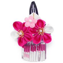 画像をギャラリービューアに読み込む, 七五三 髪飾り 2点セット ちりめん 3歳 7歳 ピンク・白色 梅 髪かざり つまみ細工 子供 着物 和装 和小物 キッズ 女の子 コサージュ パッチンどめ ヘアクリップ