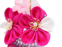 画像をギャラリービューアに読み込む, 七五三 髪飾り 2点セット ちりめん 3歳 7歳 ピンク・白色 梅 髪かざり つまみ細工 子供 着物 和装 和小物 キッズ 女の子 コサージュ パッチンどめ ヘアクリップ