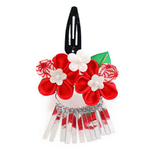 画像をギャラリービューアに読み込む, 七五三 髪飾り 2点セット ちりめん 3歳 7歳 赤・白・ピンク色 梅 髪かざり つまみ細工 子供 着物 和装 和小物 キッズ 女の子 コサージュ パッチンどめ ヘアクリップ