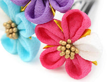 画像をギャラリービューアに読み込む, 七五三 髪飾り 2点セット ちりめん 3歳 7歳 ピンク 水色 梅 髪かざり 紫 白 つまみ細工 子供 着物 和装 和小物 キッズ 女の子 コサージュ パッチンどめ ヘアクリップ