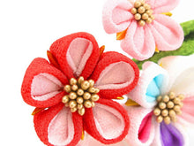 画像をギャラリービューアに読み込む, 七五三 髪飾り 2点セット ちりめん 3歳 7歳 ピンク 水色 梅 髪かざり 紫 白 つまみ細工 子供 着物 和装 和小物 キッズ 女の子 コサージュ パッチンどめ ヘアクリップ