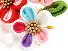 画像をギャラリービューアに読み込む, 七五三 髪飾り 2点セット ちりめん 3歳 7歳 ピンク 水色 梅 髪かざり 紫 白 つまみ細工 子供 着物 和装 和小物 キッズ 女の子 コサージュ パッチンどめ ヘアクリップ