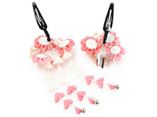 画像をギャラリービューアに読み込む, 七五三 髪飾り ちりめん 3歳 7歳 ピンク 菊 髪かざり 梅 つまみ細工 子供 着物 和装 和小物 キッズ 女の子 コサージュ パッチンどめ ヘアクリップ