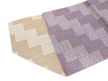 画像をギャラリービューアに読み込む, 洗える着物 コーディネートセット 袷 フリーサイズ ピンク 花筏 きもの 茶色 市松格子 名古屋帯 薄紫 正絹帯揚げ帯締め 波 格子 4点セット ハナエモリ 帯 小紋 レディース 女性 プレタ 和装 和服