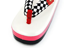 画像をギャラリービューアに読み込む, 草履 卒業式 成人式 白 土台 黒 菊 鼻緒 ぞうり 単品 フリーサイズ ピンク 黒 市松 捻菊 チェック 振袖 袴 レディース ゾウリ 女性用 フォーマル 履物 着物 きもの 和装小物