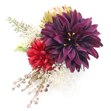 画像をギャラリービューアに読み込む, 成人式 髪飾り 2点セット 濃紫 菊 花 ドライフラワー 卒業式 前撮り 袴 はかま 振袖 結婚式 和装 和服 着物 かんざし コサージュ ヘアアクセサリー