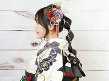 画像をギャラリービューアに読み込む, 成人式 髪飾り 紫 菊 花 水引 房 卒業式 前撮り 袴 はかま 振袖 結婚式 和装 和服 着物 かんざし コサージュ ヘアアクセサリー