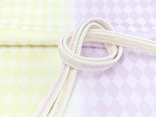 画像をギャラリービューアに読み込む, 帯揚げ 帯締め セット 絹 カジュアル 平組 黄色 紫 二色ぼかし 菱 帯あげ ピンク オレンジ 帯〆 丹後ちりめん 日本製 金 ダイヤ 色無地 付け下げ 小紋 パーティー 和装小物 着付け小物 着物 和 送料無料