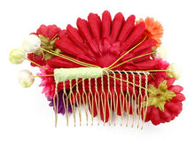 画像をギャラリービューアに読み込む, 成人式 髪飾り 赤 菊 ヘアアクセサリー 花 ダリア レッド コーム 卒業式 前撮り 袴 はかま 振袖 結婚式 和装 和服 着物 かんざし あす楽