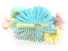 画像をギャラリービューアに読み込む, 成人式 髪飾り ターコイズ 菊 ヘアアクセサリー 花 ダリア 水色 青 コーム 卒業式 前撮り 袴 はかま 振袖 結婚式 和装 和服 着物 かんざし あす楽